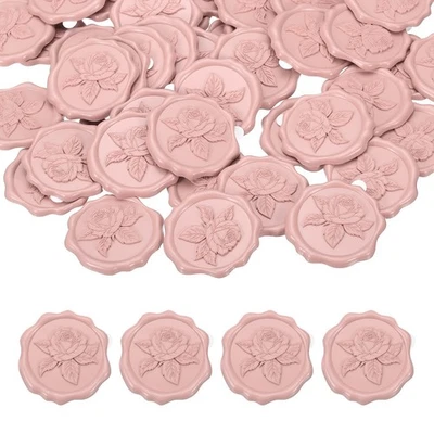 Autocollants sceau cire gaufrés adhésifs pour Rose, 50 pcs rose - Photo 1/4
