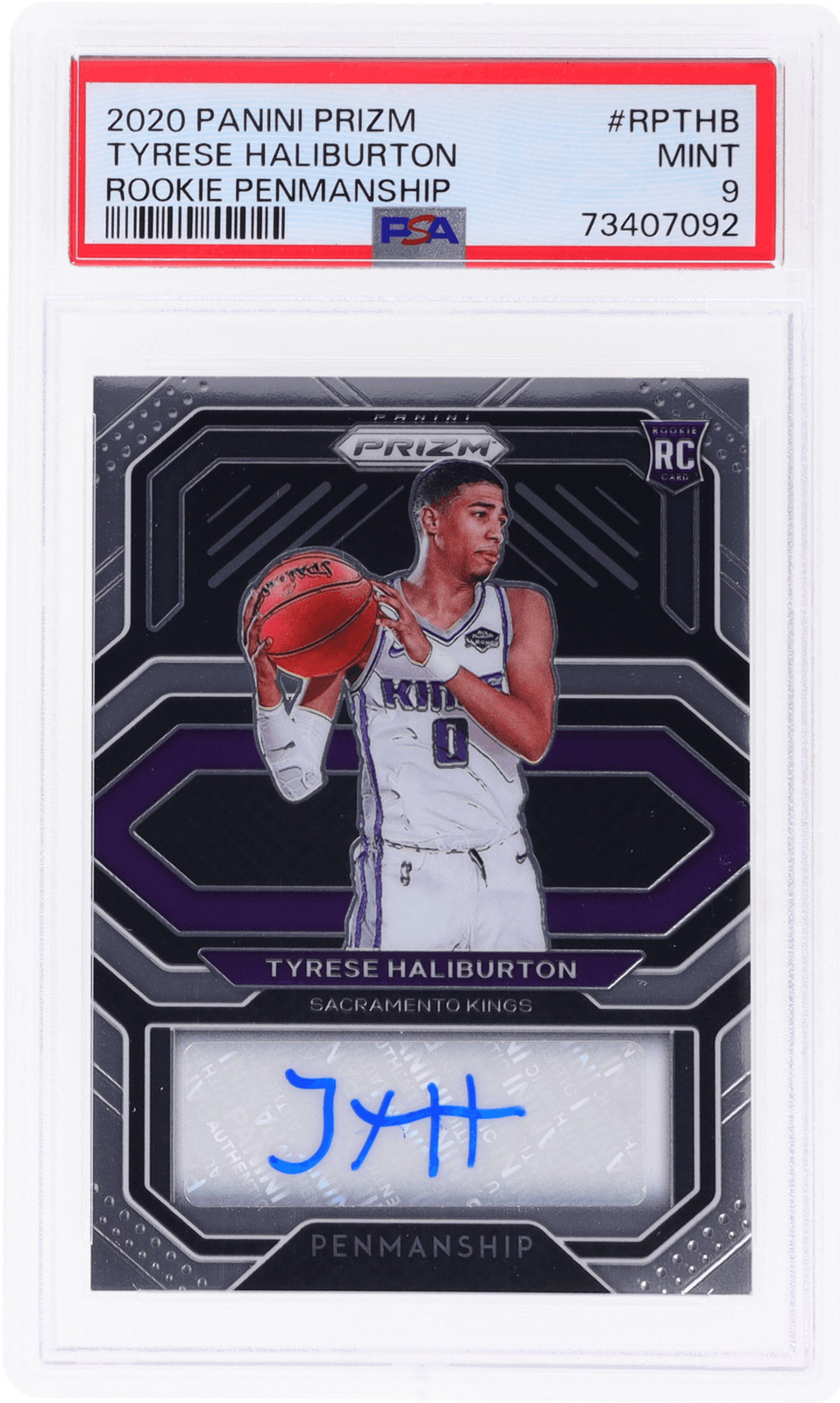 2020 Panini Prizm Tyrese Haliburton Rookie Penmanship #5 PSA 9 Rookie RC