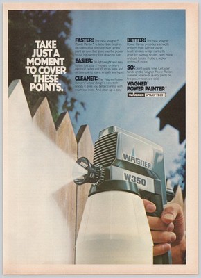 Wagner Power Painter W350 Airless Spray Paint Tool Tech 1981 Vintage Print Ad