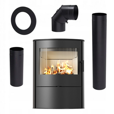 Freistehender Kaminofen Koza KRATKI ROLLO 2 10 kW Fi 150 für Holzset BImSchV 2