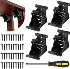 4 Pack Folding Table Leg Brackets with Self-Locking Hinges 0-90 , Folding Shelf