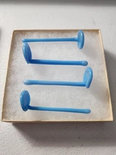   Set of 4 opaque SKY BLUE Spoons straight handles–Retro Mid-Century style