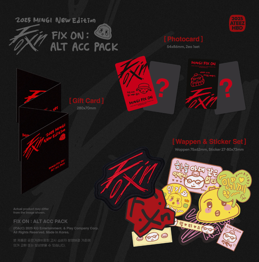 ATEEZ MINGI 2025 BIRTHDAY FIX ON:ALT ACC PACK OFFICIAL MD GOODS