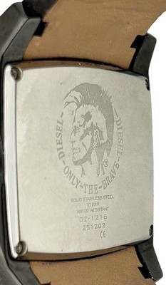 Diesel DZ-1216 Men's Silver Dial Day-Date Watch Brown Leather