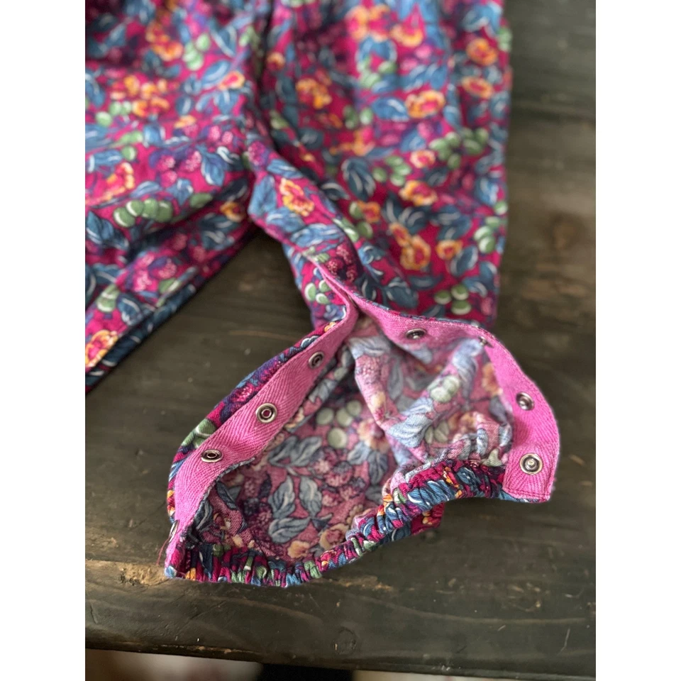 Vintage Baby Girls quilted Floral Jumpsuit Romper Overalls 18 mth Vintage Berry - Image 4 of 4