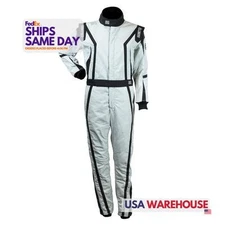 Zamp ZAMR10015S Gray S Fire Retardant Fabric Driving Suit SFI 3.2a/5 Performance