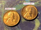 1944 S   and   1950D  Lincoln Cents    MS++   details below