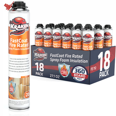 Spray Foam Insulation, Closed Cell, Fire Rated (18x27.1oz. 360 bd/ft) 18 Pack