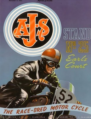 17354.Wall Decor Poster.Interior Art.1952 AJS Motorcycle Racing Earls Court