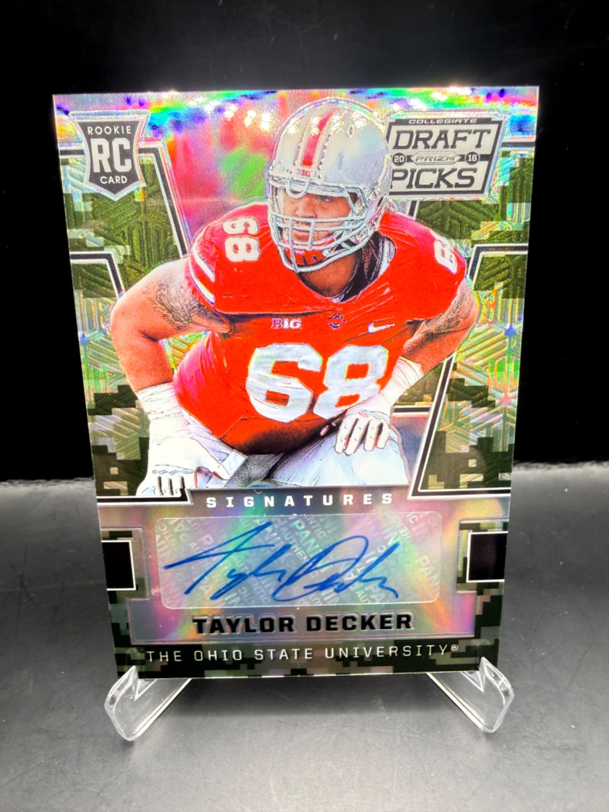 Taylor Decker Panini Prizm Collegiate Draft Picks #232 Autograph-Camo