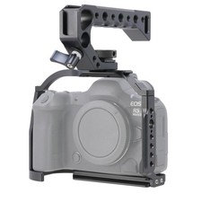 Black Camera Cage Frame w/ 1/4"-20 w/ Top Handle Grip For Canon EOS R5II Camera