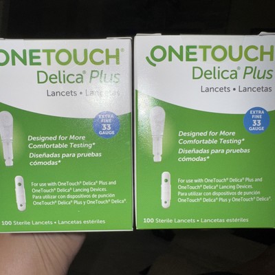 200 ONE TOUCH DELICA PLUS 33 GAUGE LANCETS (2 Boxes of 100) EXP 2027
