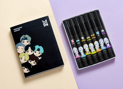 Monami BTS TinyTAN Permanent Marker Set 7 Colors   Kpop Stationery 1set Gift