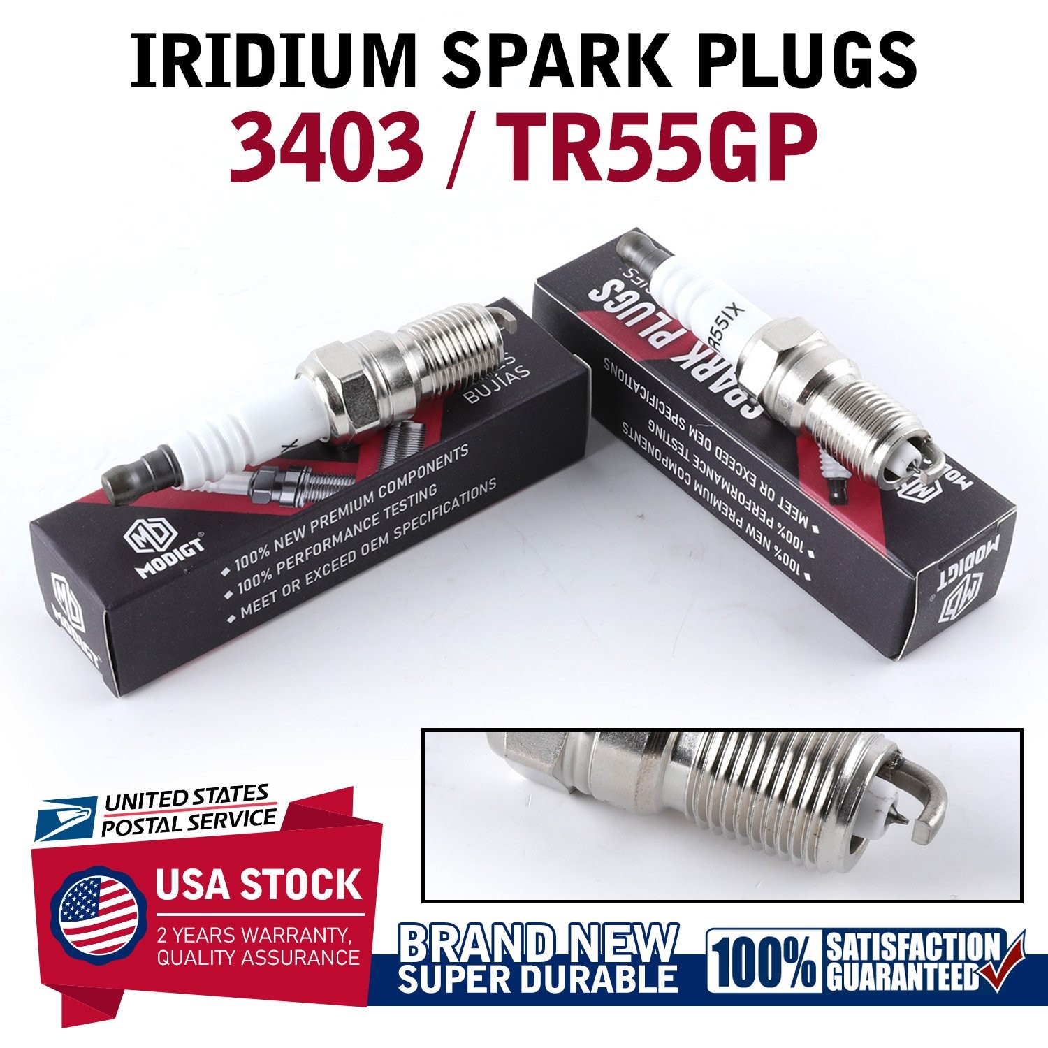 For NGK 3403/TR55GP 2 PCS Iridium Spark Plugs For Chevrolet Ford OE Replacement