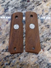 Sile 1911 Wood Checkered Grips with  Eagle Medallions
