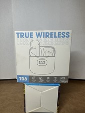 True Wireless White Earbuds T08 New in Box, Digital Power Display Type-C Port