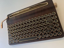 YUNZII QL75 Wireless Typewriter Retro Mechanical Keyboard, Brown Wooden Open Box
