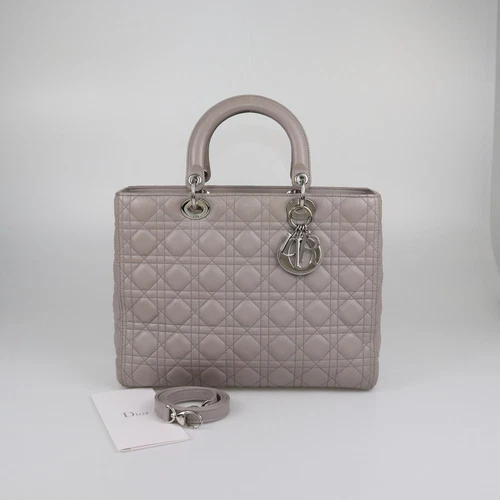 Grand fourre tout Christian Dior gris cannage Lady Dior