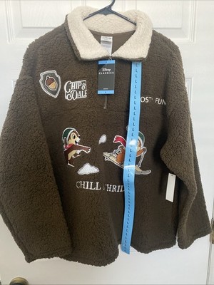 Disney Women's Winter  Sherpa 1/2 Zip Pullover  Chip 'n Dale  L  NWT