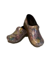 Dansko Professional Floral Leather Clogs Multicolor Comfort 34 4