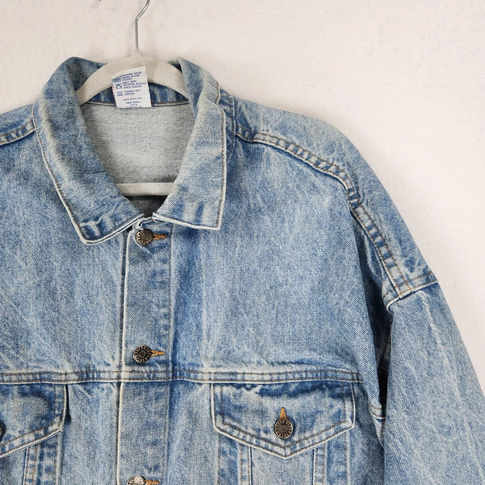 Chaqueta De Colección Para Hombre XL Azul Denim Paseo Para MDA 2002 Motocicleta Camionero en Relieve Foto 3 de 4