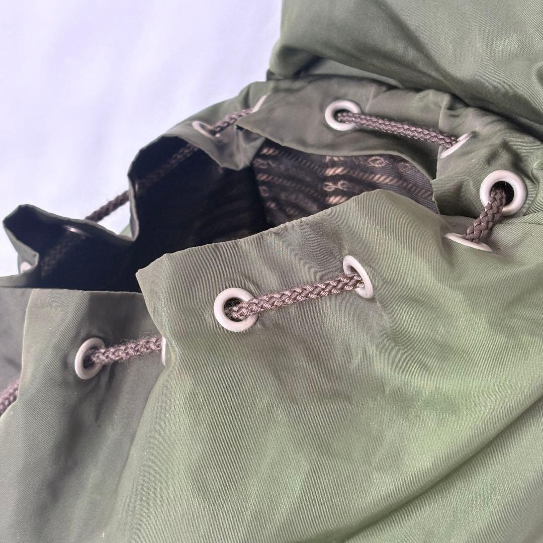 PRADA Nylon Backpack Khaki Green Vintage Authentic Logo Leather Piping thumbnail 18