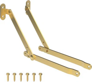 Heavy Duty Brass Plated Lid Stay - One Pair - Lid Support Hinges for Drop Front - Picture 1 of 2