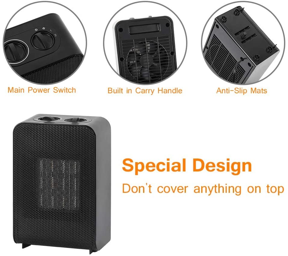 Electric Space Heater Portable Indoor Small Radiator w/Thermostat Fast Heating