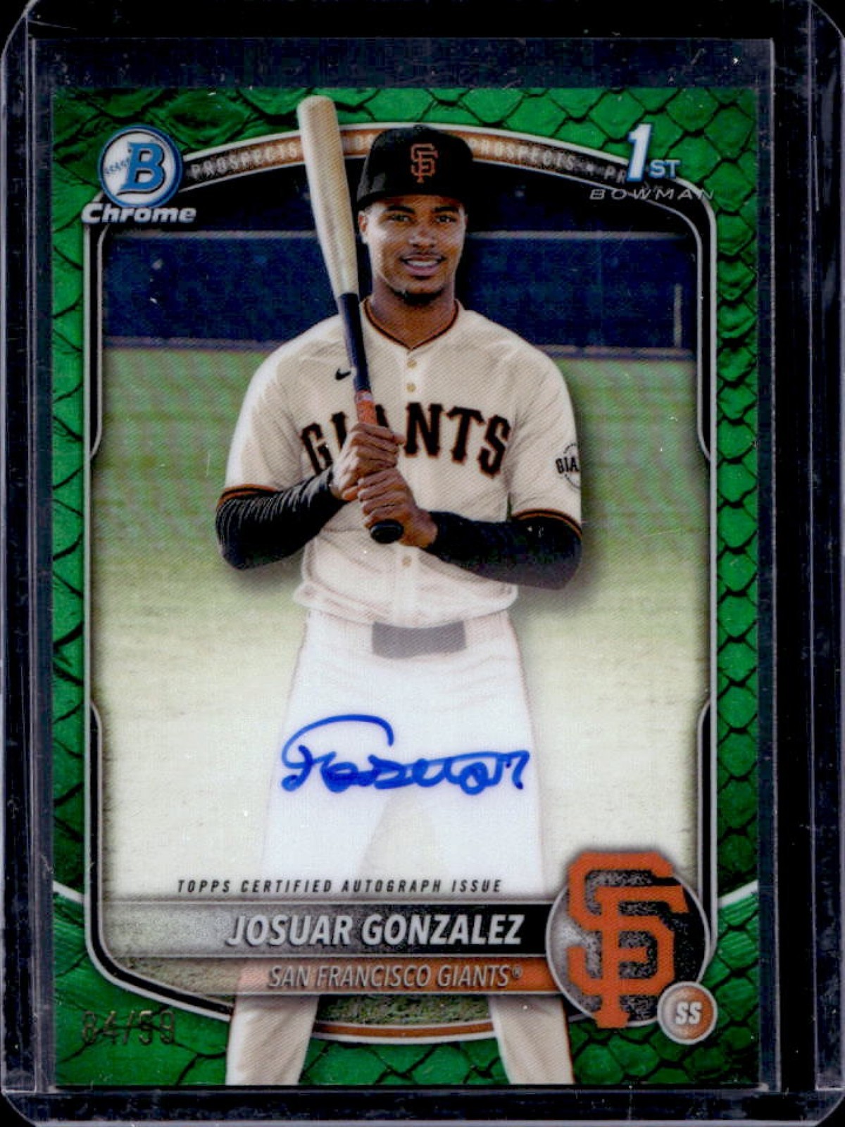 2025 Bowman Chrome Josuar Gonzalez Auto Reptilian Green Refractor 1st #/99