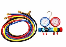 4 Way Manifold Gauge Set for R22, R410a, & R404A 60" Hoses #1000