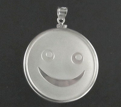 Coin Pendant .999 Silver Emoji Smiley Face Round Sterling Silver