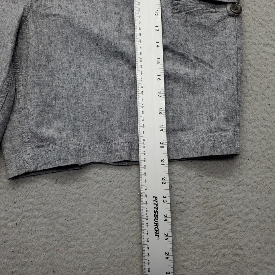 St. John's Bay Cargo Shorts Mens 44 Gray Linen Solid 9" Inseam Elastic Waistband - Image 4 of 4