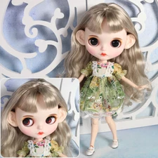 Blythe doll Make up Dudu mouth Long Golden Curly hair from Factory Joint Body12"