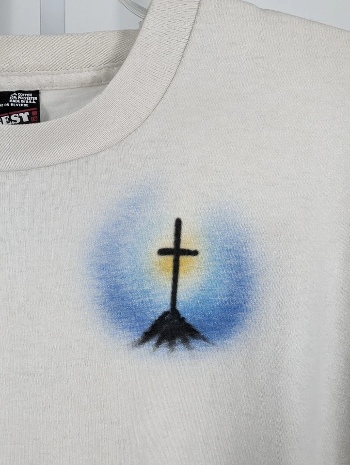 Camiseta De Colección Años 80 90 5050 Papel Fino Desteñido Punk Aerógrafo Jesús Cruz Golpeada  Foto 4 de 4