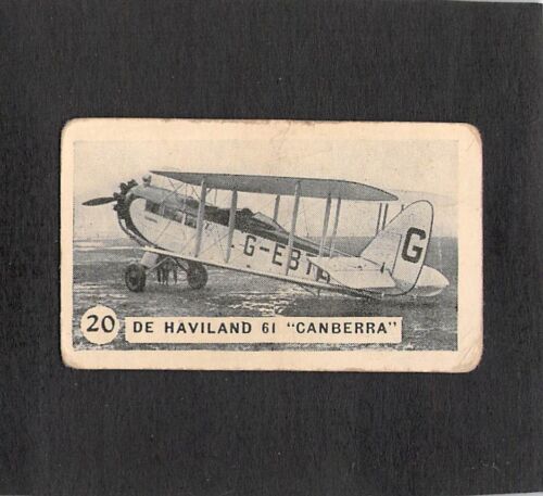 M0912 Allens Cure Em Quick Aircraft #20 De Haviland 61 "Canberra" Trade Card - Bild 1 von 2