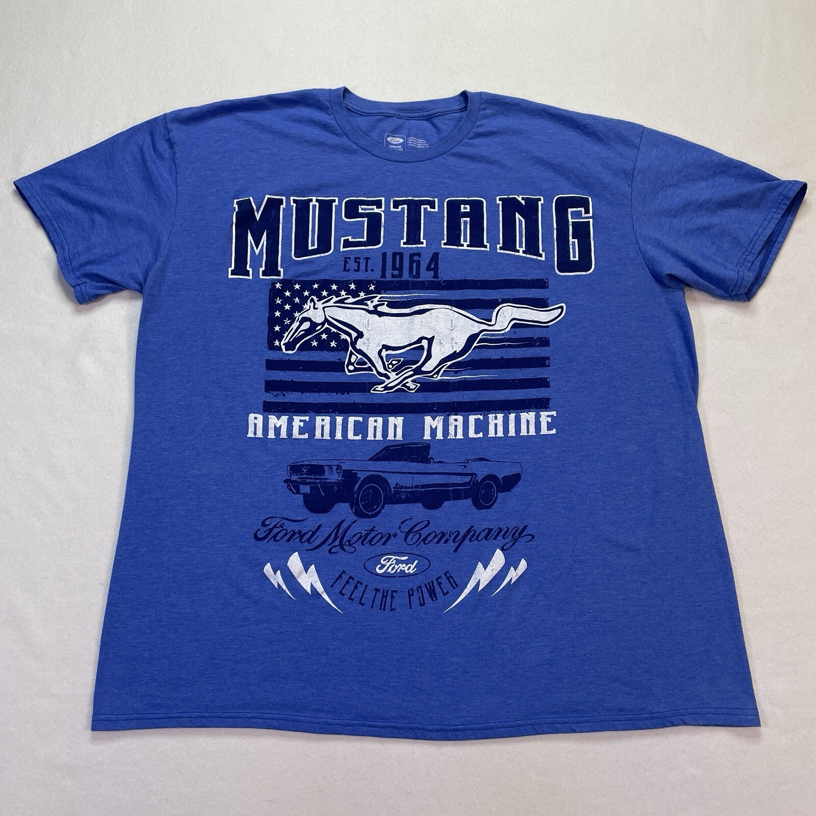 PONY Camicia Ford Mustang uomo 3XL manica corta blu macchina americana licenza ufficiale