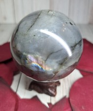 Rainbow Flash Labradorite Crystal Sphere 55mm 239g & Stand