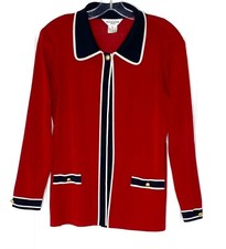 Exclusively Misook Red White Blue Americana Holiday Nautical Jacket Cardigan Pxs