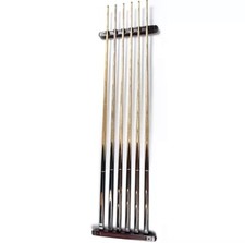 Wood Billiards Cue Wall Mount- 6 Cue Sticks