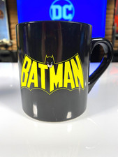 DC Comics Batman Logo Coffee Mug Cup 14 Oz Black Ceramic Yellow inside 2 sides
