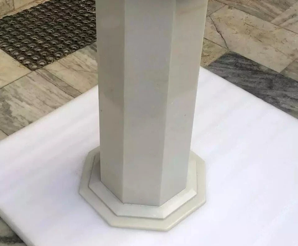 Pedestal feito à mão de mármore branco 24" | Suporte para corredor | Cores personalizadas disponíveis - Imagem 4 de 4
