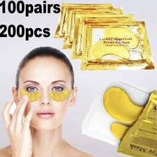 1-200pcs 24k Gold Eye Collagen Aging Wrinkle Under Crystal Gel Patch Anti Mask