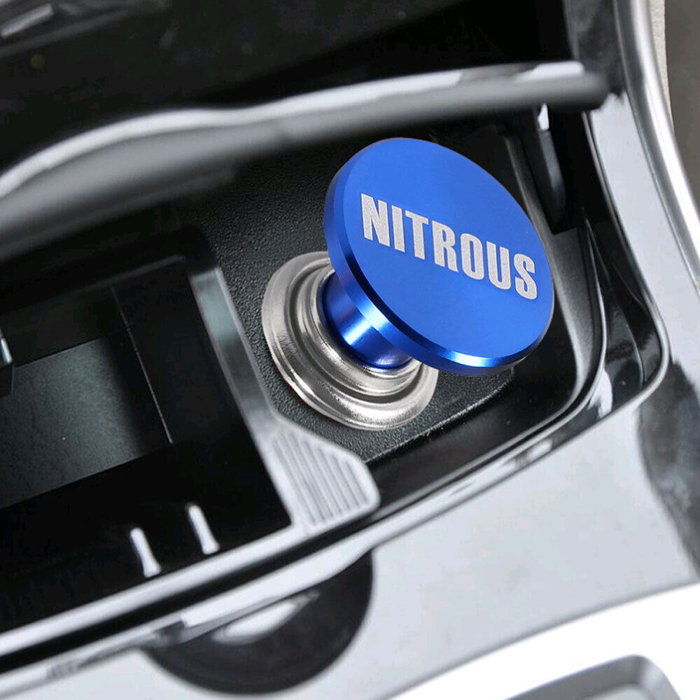 Blue Nitrous Push Button 12V Car Cigarette Lighter Plug Cover Accessory