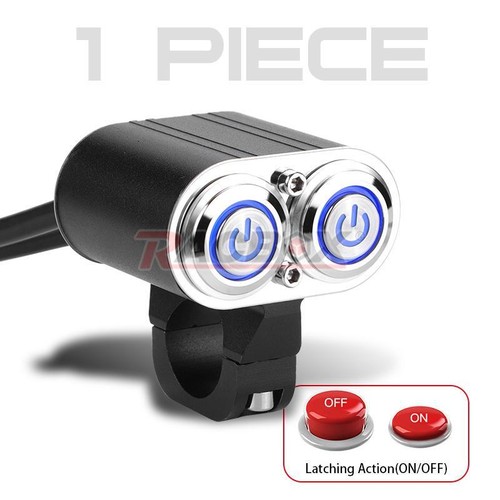 Motorcycle 7/8" Handlebar ON OFF Switch Dual Button Headlight Fog Light LED Blue - Picture 9 of 10