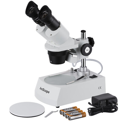 AmScope SE305R-PY-LED 10X-15X-30X-45X Portable LED Stereo Microscope