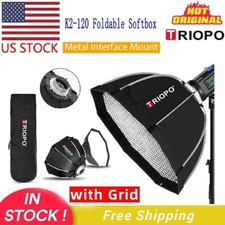 US TRIOPO K2-120 120cm/47.2" Foldable Octagon Softbox W/ Grid For Studio Flash