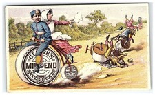 1880s Clark's Mile-End Bicycle Card Trade Thread Spool Wheel Big Victorian Race