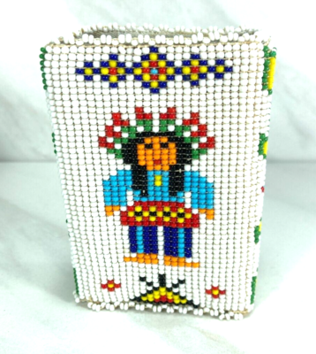 Vintage Native American Beaded Open Cigarette Case, 1960s souvenir