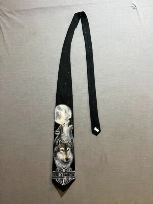 Ralph Marlin x Harley Davidson Running With The Pack Black Neck Tie Mens Vintage