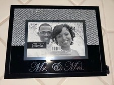 Mr  Mrs Frame 4x6 GreenTree Gallery Silver Sparkle  Black Wed or Anniversary